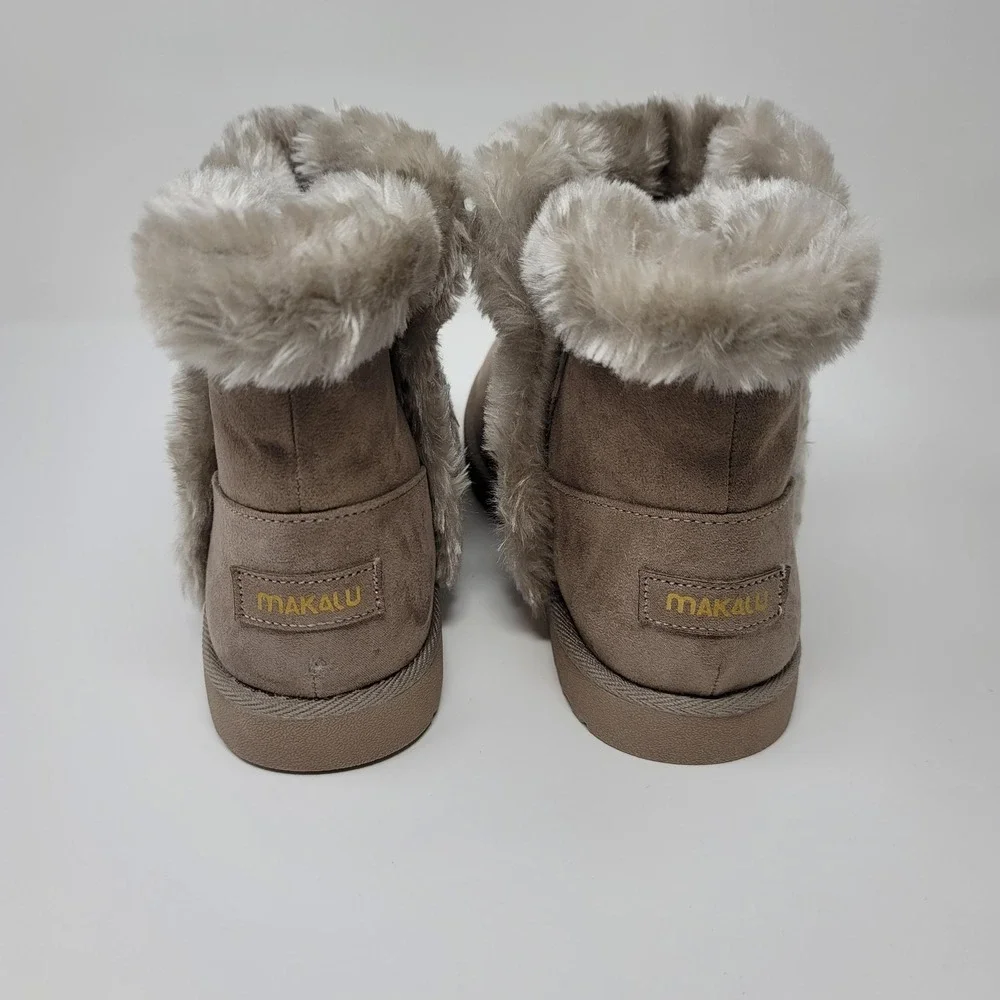 Makalu YADRA‎ Taupe Brown Faux Fur Lined Winter Ankle Boots Booties Women's Sz 8 - Picture 4 of 12